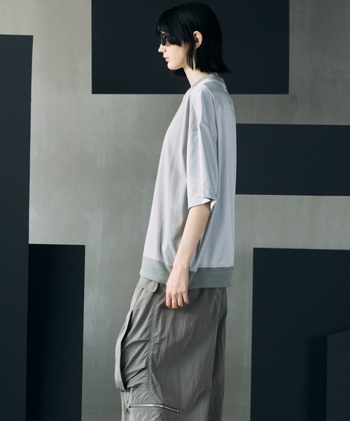 MAISON SPECIAL(メゾンスペシャル)の「《UNISEX》Different Material Docking Prime-Over Side Zip T-Shirt/異素材ドッキングプライムオーバーサイドジップTシャツ【MAISON SPECIAL/メゾンスペシャル】(Tシャツ/カットソー・メンズ・ブラック/グレイッシュベージュ/ブラウン/その他1・1/2/0)」の17枚目の写真