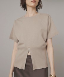 MINERTE | 【MINERTE】half zip hem knit / 裾ハーフジップ半袖ニット(ニット/セーター)