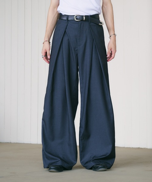 パンツ スラックス ボトムス タック ロング 4colors S/2XL MONO-MART スラックス 「ZOZO限定」2WAYストレッチタックワイド