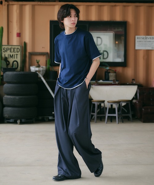CROSS TUCK WIDE SLACKS PANTS / クロスタックワイドスラックス
