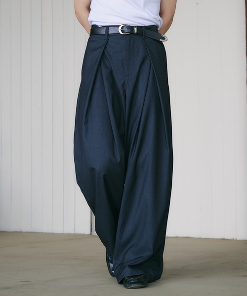 パンツ スラックス ボトムス タック ロング 4colors S/2XL MONO-MART スラックス 「ZOZO限定」2WAYストレッチタックワイド