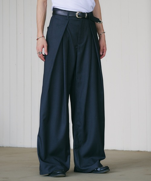 セール】CROSS TUCK WIDE SLACKS PANTS / クロスタックワイド