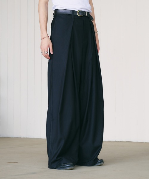 セール】CROSS TUCK WIDE SLACKS PANTS / クロスタックワイド
