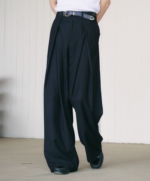 CROSS TUCK WIDE SLACKS PANTS / クロスタックワイドスラックス