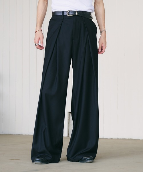 CROSS TUCK WIDE SLACKS PANTS / クロスタックワイドスラックス