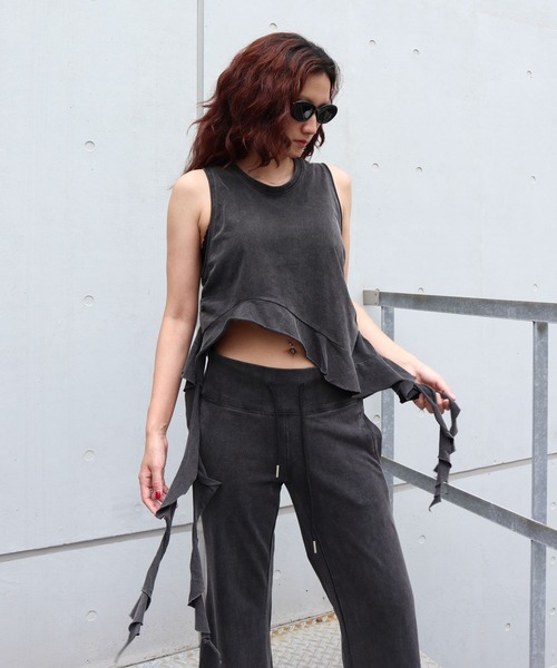 FIG&VIPER（フィグアンドバイパー）の「Washedフリルタンク（タンクトップ・レディース・ブラック/ピンク・FREE）」の13枚目の写真