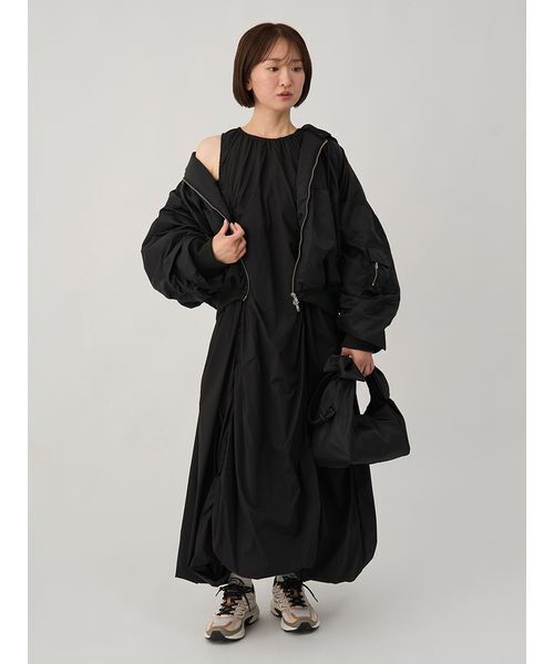 emmi（エミ）の「ナイロンバルーンワンピース（ワンピース・レディース・ライム/ブラウン/ブラック・0/1）」の19枚目の写真