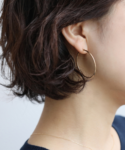 Lilas 1.5パイプ3.5cmルーフピアス K10（両耳） 1.5パイプ3.5cmルーフピアス K10（両耳）（ピアス（両耳用））｜Lilas