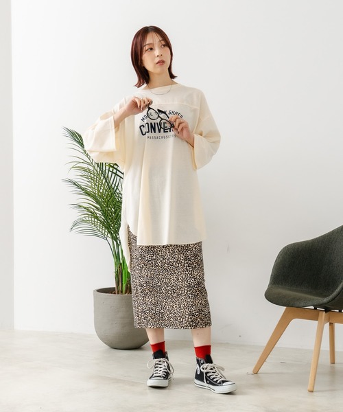 CONVERSE(コンバース)の「【CONVERSE/コンバース】7分袖 ワイド切り替え チュニック(Tシャツ/カットソー・レディース・ライトグレー/ネイビー/カーキ/アイボリー・MEDIUM/LARGE)」の11枚目の写真