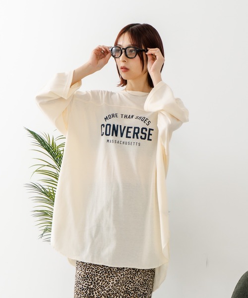 CONVERSE(コンバース)の「【CONVERSE/コンバース】7分袖 ワイド切り替え チュニック(Tシャツ/カットソー・レディース・ライトグレー/ネイビー/カーキ/アイボリー・MEDIUM/LARGE)」の13枚目の写真