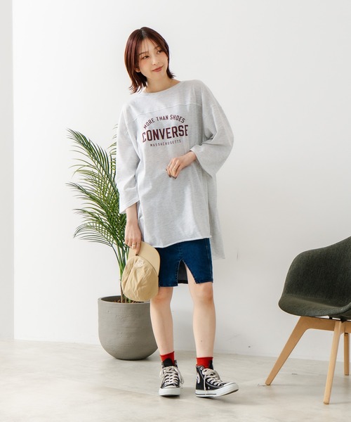 CONVERSE(コンバース)の「【CONVERSE/コンバース】7分袖 ワイド切り替え チュニック(Tシャツ/カットソー・レディース・ライトグレー/ネイビー/カーキ/アイボリー・MEDIUM/LARGE)」の17枚目の写真