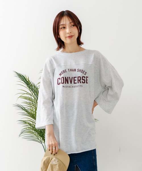 CONVERSE(コンバース)の「【CONVERSE/コンバース】7分袖 ワイド切り替え チュニック(Tシャツ/カットソー・レディース・ライトグレー/ネイビー/カーキ/アイボリー・MEDIUM/LARGE)」の18枚目の写真