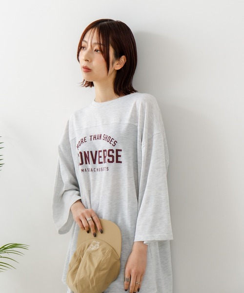 CONVERSE(コンバース)の「【CONVERSE/コンバース】7分袖 ワイド切り替え チュニック(Tシャツ/カットソー・レディース・ライトグレー/ネイビー/カーキ/アイボリー・MEDIUM/LARGE)」の19枚目の写真
