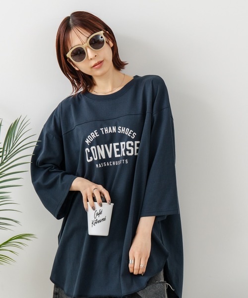 CONVERSE(コンバース)の「【CONVERSE/コンバース】7分袖 ワイド切り替え チュニック(Tシャツ/カットソー・レディース・ライトグレー/ネイビー/カーキ/アイボリー・MEDIUM/LARGE)」の9枚目の写真
