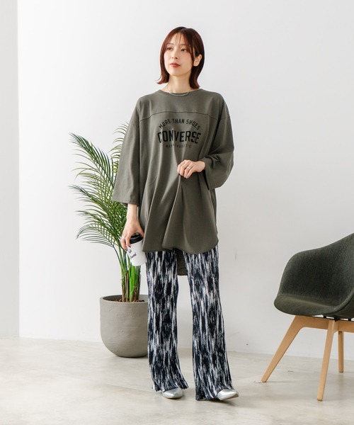 CONVERSE(コンバース)の「【CONVERSE/コンバース】7分袖 ワイド切り替え チュニック(Tシャツ/カットソー・レディース・ライトグレー/ネイビー/カーキ/アイボリー・MEDIUM/LARGE)」の21枚目の写真