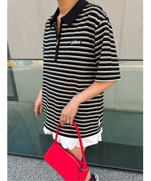emmi(エミ)の「【prince|emmi】パイルポロトップス(ポロシャツ・レディース・アイボリー/ブラック・F)」の2枚目の写真