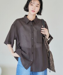 強撚シアーボイルハーフスリーブシャツ
