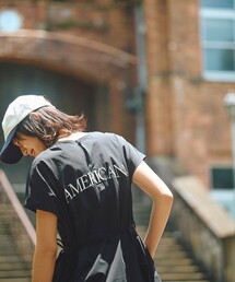 FREAK'S STORE（フリークスストア）の「Americana × THOUSAND MILE × FREAK'S STORE/アメリカーナ × サウザンドマイル 別注 ストレッチナイロン ウエスト紐付ワンピース/撥水 ストレッチ UVカット機能（ワンピース・レディース）」