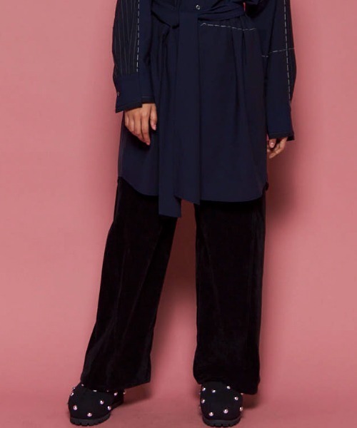 セール】Chambray Corduroy Wide Pants/シャンブレーコーデュロイ