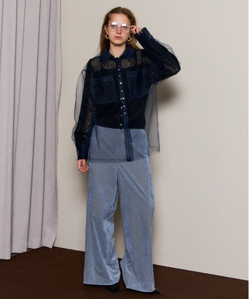 MAISON SPECIAL（メゾンスペシャル）の「Chambray Corduroy Wide Pants/シャンブレーコーデュロイワイドパンツ■セットアップ対応■（その他パンツ・レディース・ブルー/カーキ/ブラック・36/38）」の10枚目の写真