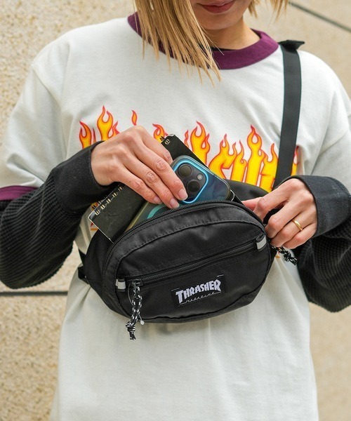 THRASHER(スラッシャー)の「【THRASHER/スラッシャー】Waist Bag 撥水加工 ブランドロゴ ウエストバッグ ボディバッグ(ボディバッグ/ウエストポーチ・メンズ・ブラック/ブラック系その他/ブラック×ホワイト・FREE)」の12枚目の写真