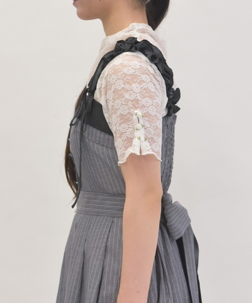 axes femme(アクシーズファム)の「ローズ付レーストップス(Tシャツ/カットソー・レディース・ブラック/ピンク/ホワイト・FREE)」の4枚目の写真