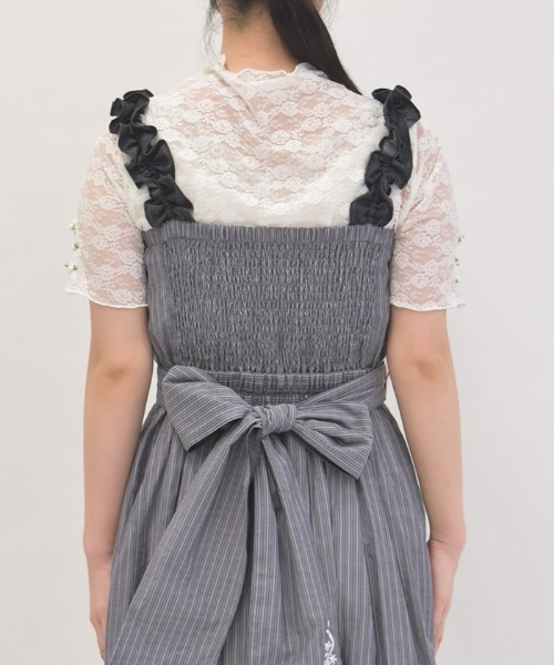 axes femme(アクシーズファム)の「ローズ付レーストップス(Tシャツ/カットソー・レディース・ブラック/ピンク/ホワイト・FREE)」の5枚目の写真