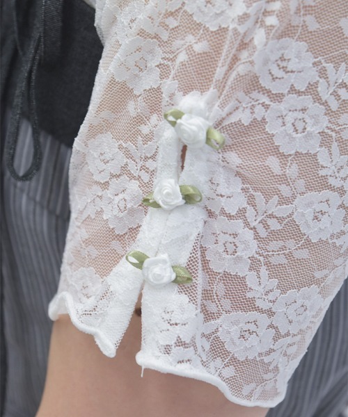 axes femme(アクシーズファム)の「ローズ付レーストップス(Tシャツ/カットソー・レディース・ブラック/ピンク/ホワイト・FREE)」の7枚目の写真