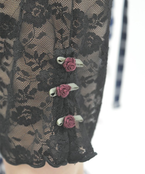 axes femme(アクシーズファム)の「ローズ付レーストップス(Tシャツ/カットソー・レディース・ブラック/ピンク/ホワイト・FREE)」の9枚目の写真