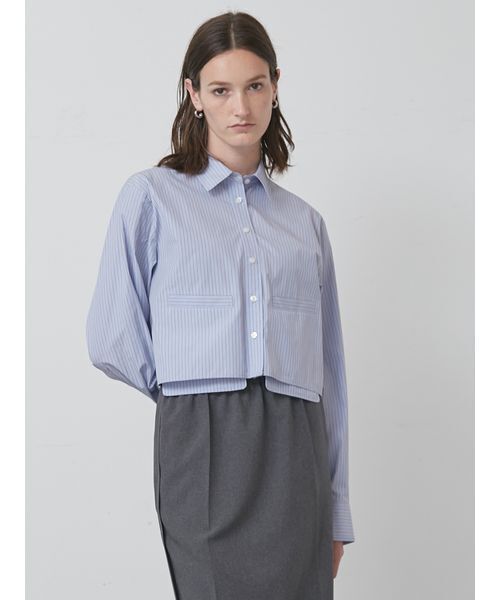 styling/(スタイリング)の「カットオフショートシャツ(シャツ/ブラウス・レディース・ホワイト/サックスブルー/グレー・F)」の4枚目の写真