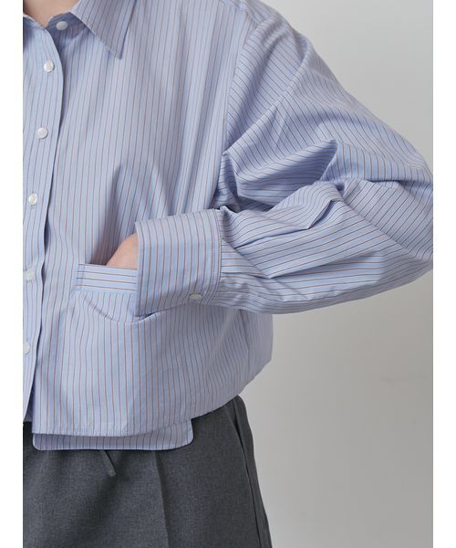 styling/(スタイリング)の「カットオフショートシャツ(シャツ/ブラウス・レディース・ホワイト/サックスブルー/グレー・F)」の8枚目の写真