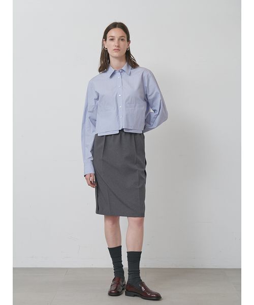 styling/(スタイリング)の「カットオフショートシャツ(シャツ/ブラウス・レディース・ホワイト/サックスブルー/グレー・F)」の10枚目の写真