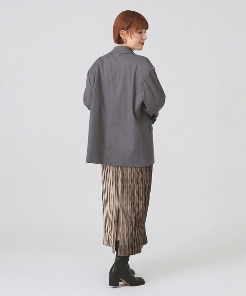 Ray BEAMS（レイビームス）の「プリーツ ベロア タイト スカート（スカート・レディース・ブラック/ダークブラウン・0/1）」の9枚目の写真