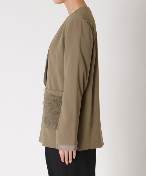 Three Four Time(スリーフォータイム)の「ポケットフリルジャケット(テーラードジャケット・レディース・ブラック/ブラウン・FREE)」の11枚目の写真