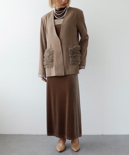 Three Four Time(スリーフォータイム)の「ポケットフリルジャケット(テーラードジャケット・レディース・ブラック/ブラウン・FREE)」の15枚目の写真