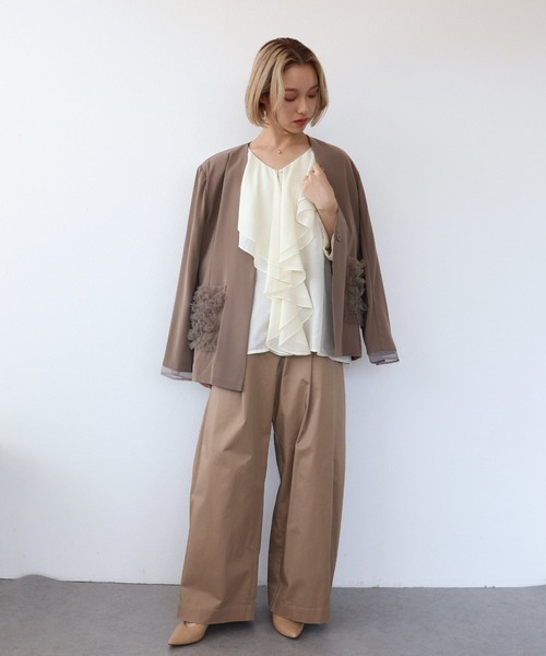 Three Four Time(スリーフォータイム)の「ポケットフリルジャケット(テーラードジャケット・レディース・ブラック/ブラウン・FREE)」の17枚目の写真