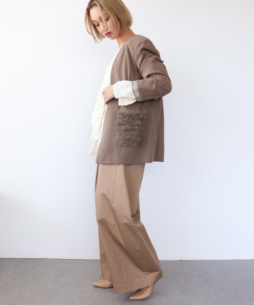 Three Four Time(スリーフォータイム)の「ポケットフリルジャケット(テーラードジャケット・レディース・ブラック/ブラウン・FREE)」の18枚目の写真