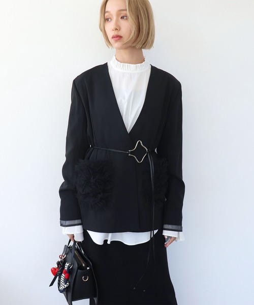 Three Four Time(スリーフォータイム)の「ポケットフリルジャケット(テーラードジャケット・レディース・ブラック/ブラウン・FREE)」の20枚目の写真