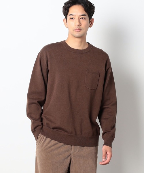 Grand PARK（グランドパーク）の「リブクルーネックニット（ニット/セーター・メンズ・ベージュ/ブラウン/グレー/ホワイト・LARGE/MEDIUM）」の4枚目の写真