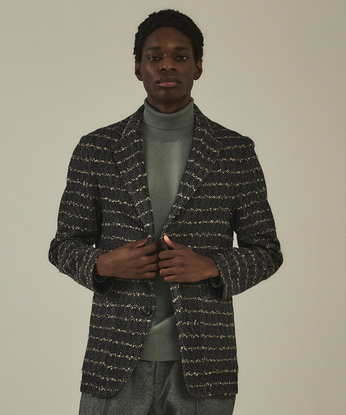 DESIGNWORKS（デザインワークス）の「ニットツイード イージージャケット（テーラードジャケット・メンズ・ネイビー/ブラック・46/48/50）」の4枚目の写真
