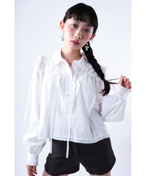 smyeon フリルコットンブラウス Frill cotton blouse/フリルコットンブラウス（シャツ/ブラウス