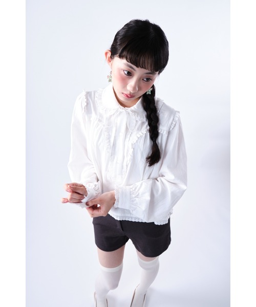 Frill cotton blouse/フリルコットンブラウス（シャツ/ブラウス