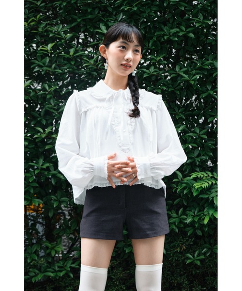 smyeon フリルコットンブラウス Frill cotton blouse/フリルコットンブラウス（シャツ/ブラウス