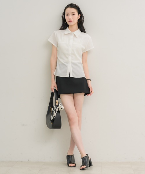 NEUNA(ヌナ)の「【ナチュラルに細見え◎】プリーツコンパクトブラウス(Tシャツ/カットソー・レディース・ライトブルー/オフホワイト・FREE)」の22枚目の写真