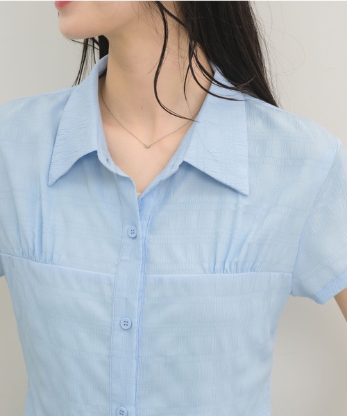 NEUNA(ヌナ)の「【ナチュラルに細見え◎】プリーツコンパクトブラウス(Tシャツ/カットソー・レディース・ライトブルー/オフホワイト・FREE)」の17枚目の写真