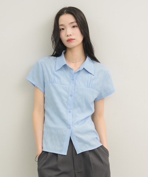 NEUNA(ヌナ)の「【ナチュラルに細見え◎】プリーツコンパクトブラウス(Tシャツ/カットソー・レディース・ライトブルー/オフホワイト・FREE)」の11枚目の写真