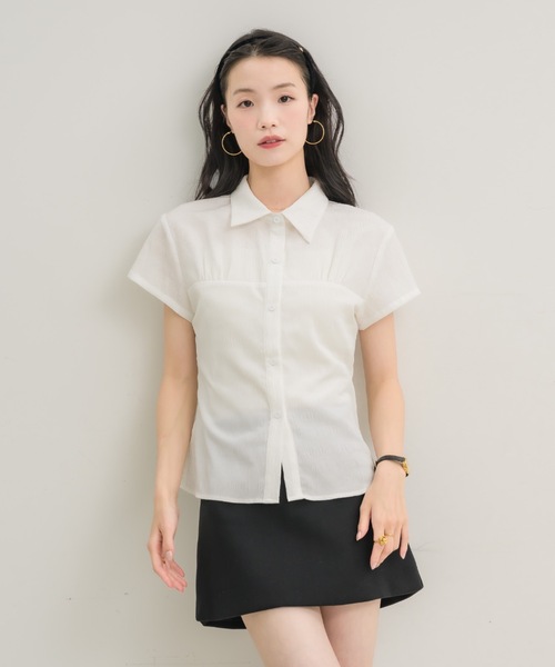 NEUNA(ヌナ)の「【ナチュラルに細見え◎】プリーツコンパクトブラウス(Tシャツ/カットソー・レディース・ライトブルー/オフホワイト・FREE)」の9枚目の写真
