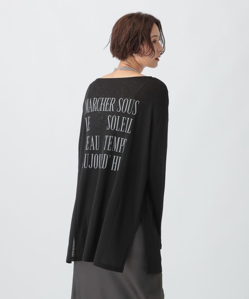 LEPSIM(レプシィム)の「シアーメランジボーダーロゴチュニック 579865(Tシャツ/カットソー・レディース・ベージュ/オフホワイト/ブラック・FREE)」の12枚目の写真