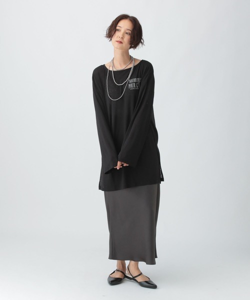 LEPSIM(レプシィム)の「シアーメランジボーダーロゴチュニック 579865(Tシャツ/カットソー・レディース・ベージュ/オフホワイト/ブラック・FREE)」の13枚目の写真