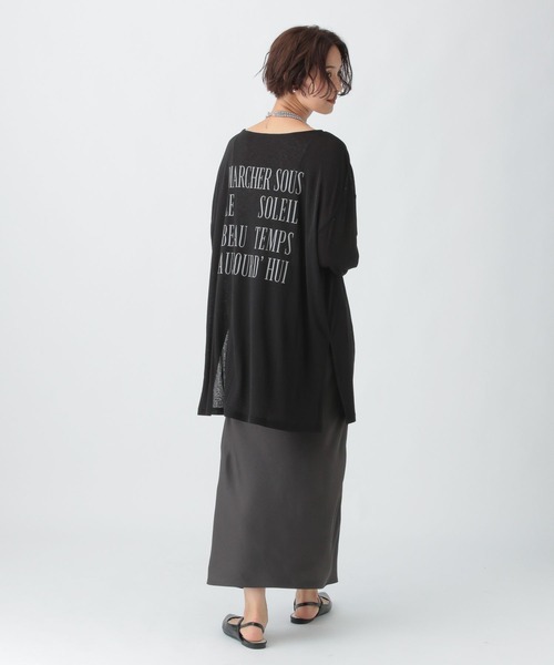 LEPSIM(レプシィム)の「シアーメランジボーダーロゴチュニック 579865(Tシャツ/カットソー・レディース・ベージュ/オフホワイト/ブラック・FREE)」の14枚目の写真
